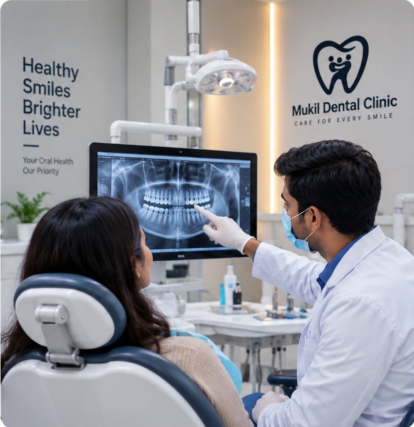Dentist discussing dental treatment with a patient
