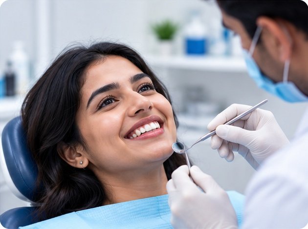 Dentist treating a smiling patient